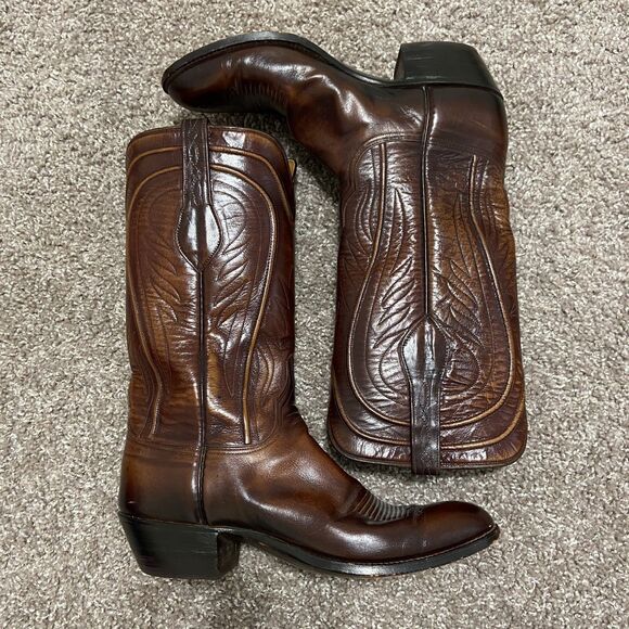 Lucchese Shoes - Lucchese San Antonio Brown Leather Boots